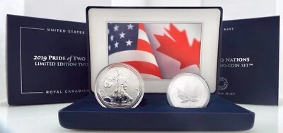 2019 - Pride of Two Nations Silver American Eagle & Maple - Two Proof Coin~#6030 - Image 1 of 4