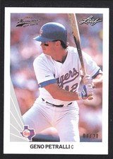 GENO PETRALLI 2012 LEAF MEMORIES #73 SILVER 1990 BUY BACK TEXAS RANGERS 7/20 SP
