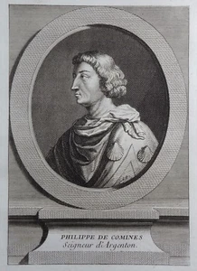 Gravure Etching Portrait PHILIPPE DE COMINES Seigneur d'Argenton Eisen - Imagen 1 de 2