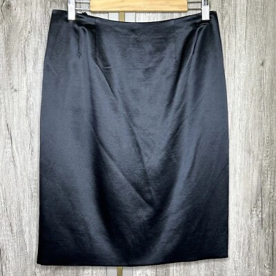 Falda Geoffrey Beene Vintage Satén Color Negro Forrada Hecha en EE. UU. Talla 8 Foto 1 de 4