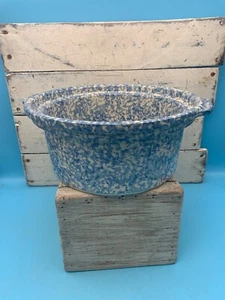 Friendship Pottery 2 Quart Dish Bowl Blue Spongeware, Roseville, OH - Picture 1 of 7
