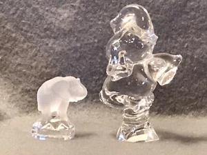 Lot 2 Jonal Clear Crystal Glass Elephant Goebel Frosted Crystal Elephant Germany - Bild 1 von 12