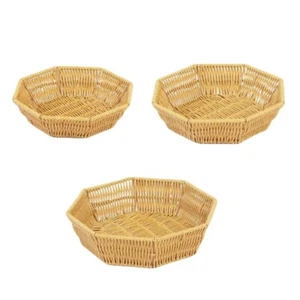 3pcs Imitation Rattan Bread Basket Fruit Storage Container for Home and Office - Picture 1 of 8