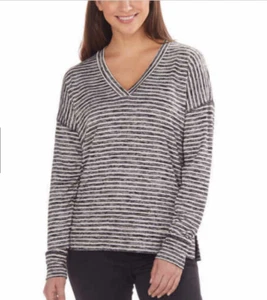 Kirkland Signature Ladies' Long Sleeve V-Neck Top G42(BLACK STRIPE,XLARGE)NWT - Picture 1 of 3