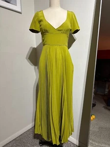2100$ ROCHAS GREEN PLEATED MIDI DRESS SIZE SMALL - Picture 1 of 11