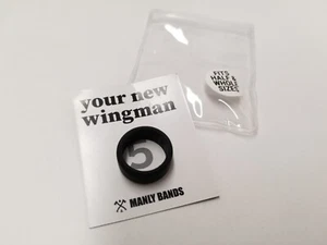 Manly Bands "The Best Man" 8mm Beveled Black Silicone Ring Size 5 - Picture 1 of 4