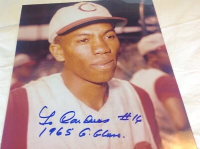 Leo Cardenas 8x10 Cincinnati Reds 1965 G. Glove Autograph Photo B2 - Image 1 of 2