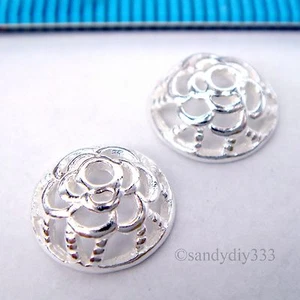 2x HELLE STERLINGSILBER RUNDE FILIGRANE BLUME PERLENKAPPE 9,6 mm SPACER #1776 - Bild 1 von 2