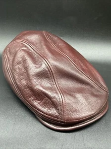 Vintage Leather Newsboy Hat Driver Cabbie Leather Scala L/XL - Picture 1 of 12