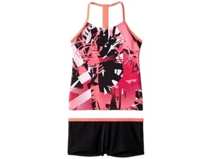 Nike Kids Girl's 236614 Tropical Pink T-Back Tankini Set Swimwear Size 8 - Picture 1 of 2