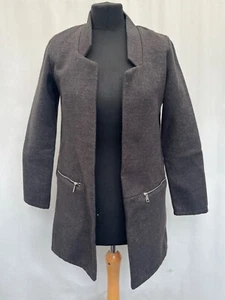 Boohoo Women's Black Open Front Jacket Size S with Zip Pockets - Picture 1 of 8