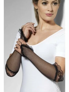 Gloves Victorian Blk Fishnet & Lace Fingerless Multi Character Costume Glovelets - Picture 1 of 1