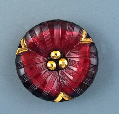 COLORFUL CZECH GLASS BUTTON - - Image 1 of 4