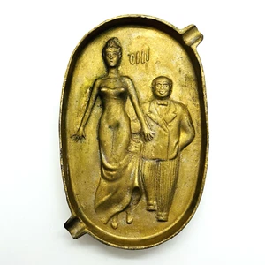 Vintage "Oh!" Frecher gewagter Jugendstil Aschenbecher Metallguss 2-seitig - Bild 1 von 6