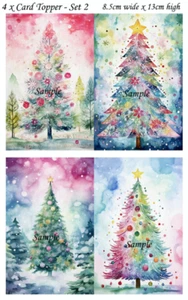 Vintage Christmas Retro Christmas Trees 4 x Card Topper Journal Craft - Set 2 - Picture 1 of 2