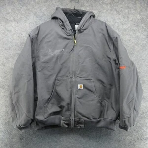 Carhartt Jacket Mens 2XL Gray J140 Made in USA Hooded Full Zip Quilted Canvas - Picture 1 of 20