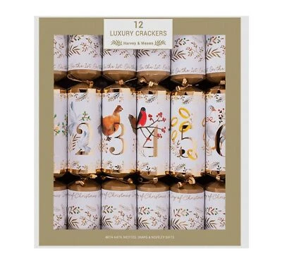 RSW 12 Luxury Family Christmas Crackers The 12 Days Of Christmas White Gold Trad