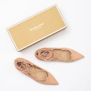 Michael Kors Collection Kallie Runway Cipria Suede Lace Up Flats Size 7.5 - Picture 1 of 6