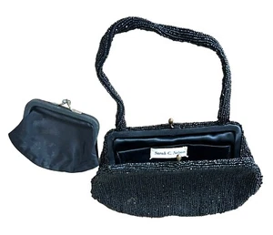 Bolso sin asas con cuentas de lentejuelas negro cambio monedero personalizado de colección 112 - Imagen 1 de 4