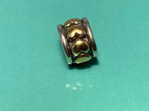 🌸 Charm/Perla distanziatore ovale Brighton argento con cuori dorati 🌸 - Foto 1 di 7