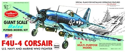 Guillow's Vought F4U Corsair Balsa Wood Model Airplane Kit, WWII Plane  GUI-1004 - Image 1 of 4