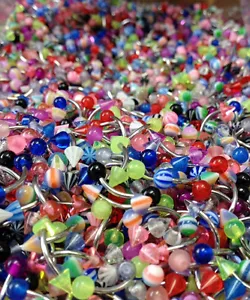 100ct Wholesale Lot Eyebrow Rings Body Jewelry Glitter, Glow, Striped, Marble+ - Picture 1 of 1