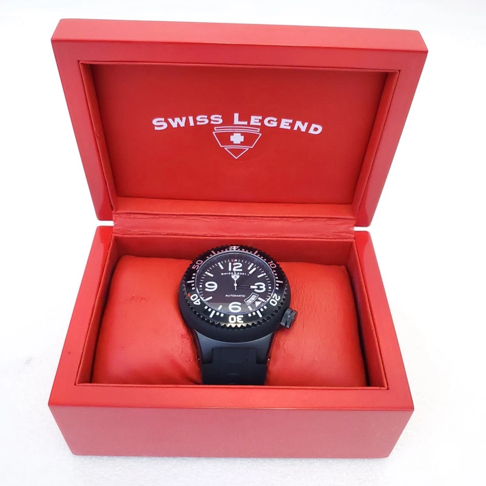 Reloj Swiss Legend Neptuno Negro Automático Correa Silicona 52 mm SL-11819A-BB-01-W Foto 1 de 4