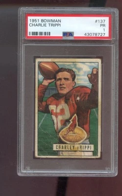 1951 Bowman #137 Charlie Trippi PSA 1 Graded Football Card NFL Chicago Cardinals - Image 1 of 2