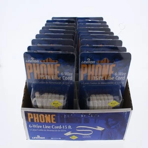 18 Leviton Ivory 15' Przedłużacze linii telefonicznej 6-przewodowe RJ11 RJ14 RJ25 C2613-15I - Zdjęcie 1 z 4