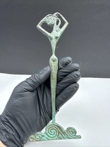 Modernist Brass Female Sculpture Abstract Woman Figure Green Patina Vintage Rare - Picture 1 of 12