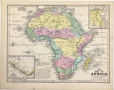 1852 AFRICA Map ORIGINAL (10x8) MADAGASCAR - ETHIOPIA - EGYPT - GREAT SAHARA - Image 1 of 3