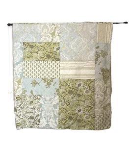 Vintage Quilt Floral Cottagecore Paisley Patchwork Blue and Green and Shams - Picture 1 of 13
