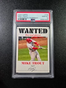 PSA 10 Mike Trout TBT Throwback Thursday 2020 #195 Wanted Five Tool Player - Picture 1 of 5