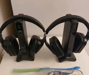 2 SETS V4 DIGITAL Wireless Headphones For TV Sound Stereo w/Charging Stands RIF6 - Picture 1 of 5