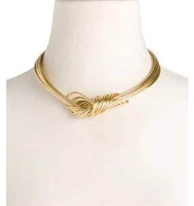 MIA FIORE Italy Multi Strand Lurex Knot Necklace 18kt Gold Plated Silver Clasp - Picture 1 of 11