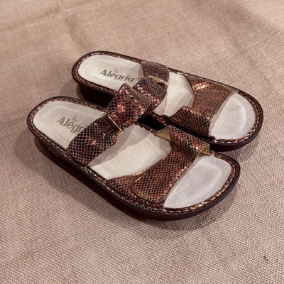 Alegria Karmen Zapatos Mujer 9 EU 39 Cobre Bronce Serpiente Cuero Sandalias Deslizables Foto 1 de 4
