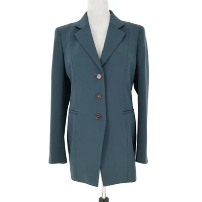 Jaqueta Lafayette 148 Feminina 8 Azul Cinza Forrado Blazer Longo Luxo Escritório Carreira - Imagem 1 de 4