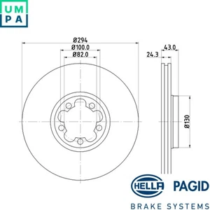 2x BRAKE DISC 8DD 355 107-311 FOR FORD TRANSIT/Van/Bus/Platform/Chassis 2.3L - Picture 1 of 8