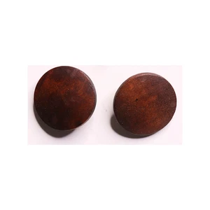 Vintage Round Wooden Stud Earrings 3/4 inches - Picture 1 of 3