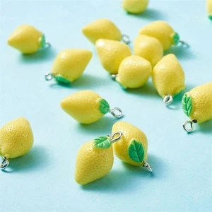 Lemon Resin Charms Fruit Pendants Food Novelty Cute DIY Jewellery Making Crafts - Picture 1 of 6