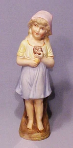 Antique Bisque Girl Eating Slice of Cake Figurine - Picture 1 of 6