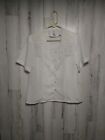 Vintage Kathy Che Ivory Short Sleeve Blouse 10 Lace Pearl Buttons Cottagecore