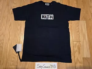 NEW KITH FLORAL CLASSIC BOX LOGO NAVY BLUE TEE SHIRT SIZE XS EXTRA SMALL RARE - Picture 1 of 2