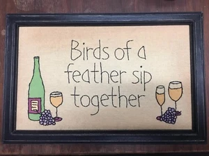 Vintage Country Wine Trail Grapes Humor Embroidery Picture Bar Decor Rustic - Picture 1 of 5