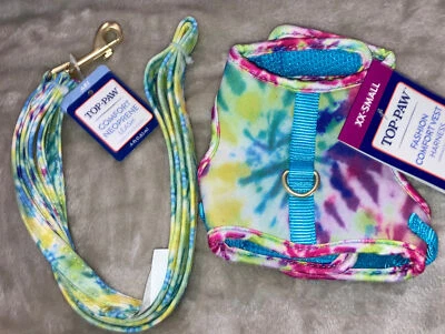 Arnés/chaleco Top Paw Tie-Dye cómodo de moda (XXS) con correa cómoda Tie-Dye (6 pies) Foto 1 de 4