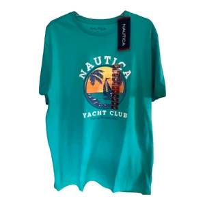 Nautica T-Shirt Men’s Sz Large NEW Aqua Yacht Club Graphic Logo Tee - Picture 1 of 3
