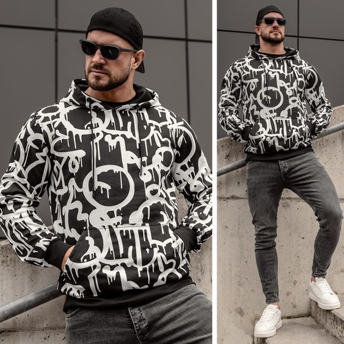 SACAI Felpa con cappuccio pullover con cappuccio pullover uomo stampa stampa uomo motivo boolf