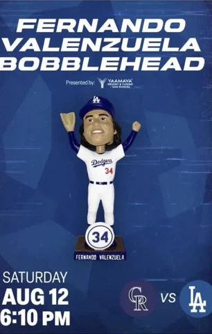 Dodgers Fernando Valenzuela Bobblehead SGA 8/12/23 PRESALE Cover