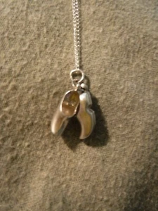 Antique Sterling Silver  "wooden shoes" Necklace and Chain - Picture 1 of 5