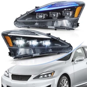 VLAND Headlights Amber LED Fit 2006-2012 Lexus IS 250 350 Projector Headlamp - Picture 1 of 9